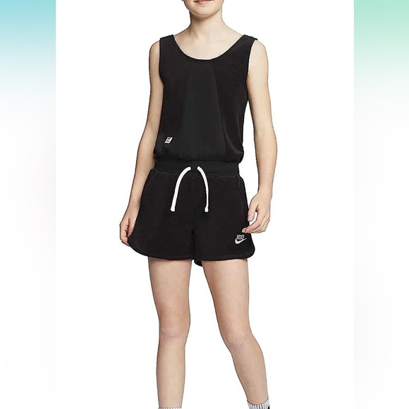 Nike Other - Nike NSW Heritage Girls’ Grade School French Terry Black Romper Size Large EUC